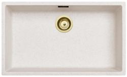Sand White Large Sink 70x40 cm Undermount, Topmount and Flushmount with Gold Plug 1208970527