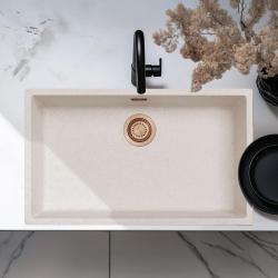 Sand White Large Sink 70x40 cm Undermount, Topmount and Flush Mount with Copper Plug 1208970528