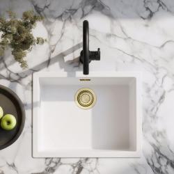 White Sink 50x40 cm Undermount, Topmount, and Flushmount with Gold Plug 1208970532