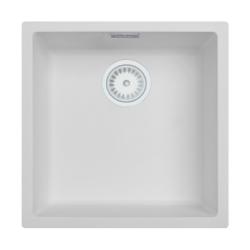 White Sink 40x40 cm Undermount, Top-mount and Flush-mount with White Plug 1208970536