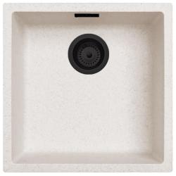 Sand White Cream Sink 40x40 cm Undermount, Topmount and Flushmount with Matte Black Plug 1208970540