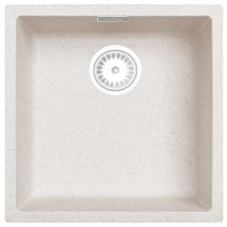 Sand White Cream Sink 40x40 cm Undermount, Countertop, and Flush Mount with White Plug 1208970541