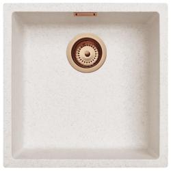 Sand White Cream Sink 40x40 cm Undermount, Topmount and Flushmount with Copper Plug 1208970543