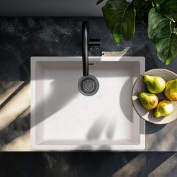 Sand White Cream Sink 50x40 cm Undermount, Countertop, and Flush Mount with Gun Metal Plug 1208970544