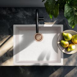 Sand White Cream Sink 50x40 cm Undermount, Surface Mount, and Flush Mount with Copper Plug 1208970548