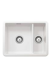 Ausmann Ceramic Ember Ceramic White One-and-a-Half Sink Surface Mount and Under Mount 495 x 370 mm with Stainless Steel Plugs 1208970736