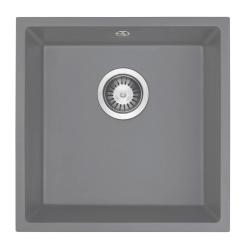 GraniteMy Universal Granite Gray Sink 40x40 cm Top Mount, Under Mount and Flush Mount with Stainless Steel Plug 1208970743