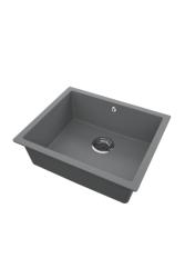 GraniteMy Universal Granite Gray, dark Sink 50x40 cm Surface mount, Undermount and Flush mount with Stainless Steel Plug 1208970744