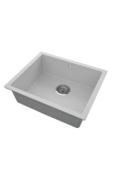 GraniteMy Universal Granite Grey Sink 50x40 cm Top Mount, Under Mount and Flush Mount with Stainless Steel Plug 1208970745
