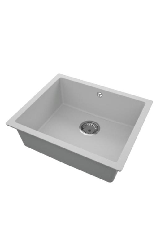 GraniteMy Universal Granite Grey Sink 50x40 cm Top Mount, Under Mount and Flush Mount with Stainless Steel Plug 1208970745
