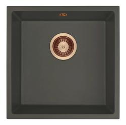 GraniteMy Universal Granite Grey, dark Sink 40x40 cm Topmount, Undermount and Flushmount with Copper Plug 1208970749