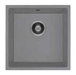 GraniteMy Universal Granite Grey Sink 40x40 cm Top Mount, Undermount and Flush Mount with Gun Metal Plug 1208970750