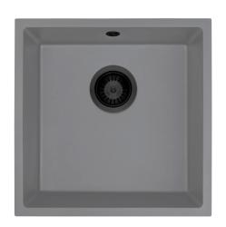GraniteMy Universal Granite Gray Sink 40x40 cm Surface Mount, Undermount and Flush Mount with Black Plug 1208970751