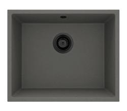 GraniteMy Universal Granite Gray, dark Sink 50x40 cm Surface mount, Undermount and Flush mount with Black Plug 1208970755