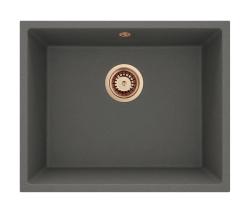 GraniteMy Universal Granite Gray, dark Sink 50x40 cm Top mount, Undermount and Flush mount with Copper Plug 1208970757