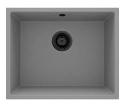 GraniteMy Universal Granite Grey Sink 50x40 cm Surface Mount, Under Mount and Flush Mount with Black Plug 1208970759