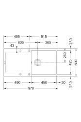 Franke Maris MRG 611-97 Fragranite Matte Black Sink 97 x 50 cm Top Mount with Draining Area 114.0628.967