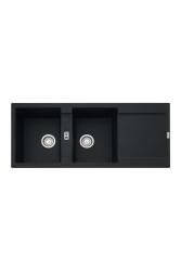 Franke Maris MRG 621 Fragranite Matte Black Double Sink 116 x 50 cm Surface Mount with Draining Area 114.0628.970
