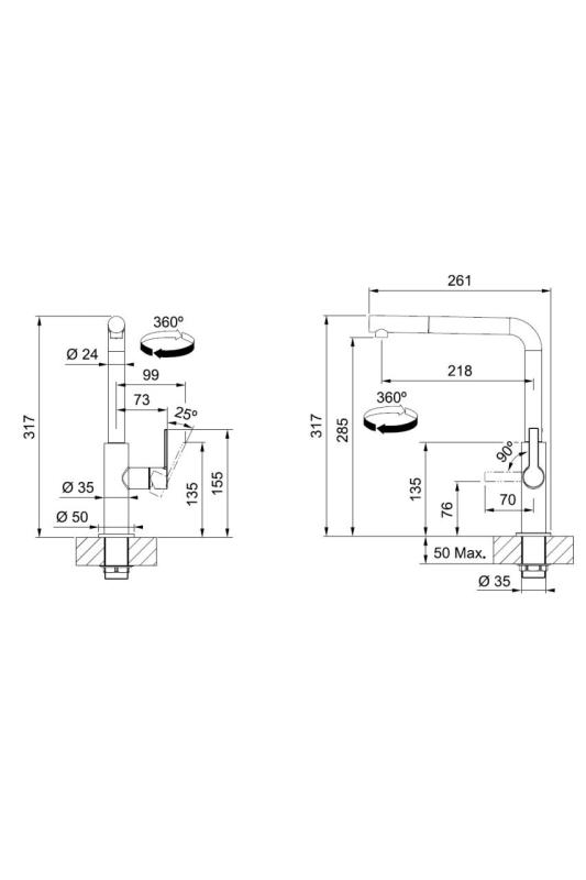 Franke Maris Slim L Kitchen Faucet Chrome with Retractable Spout 115.0728.393