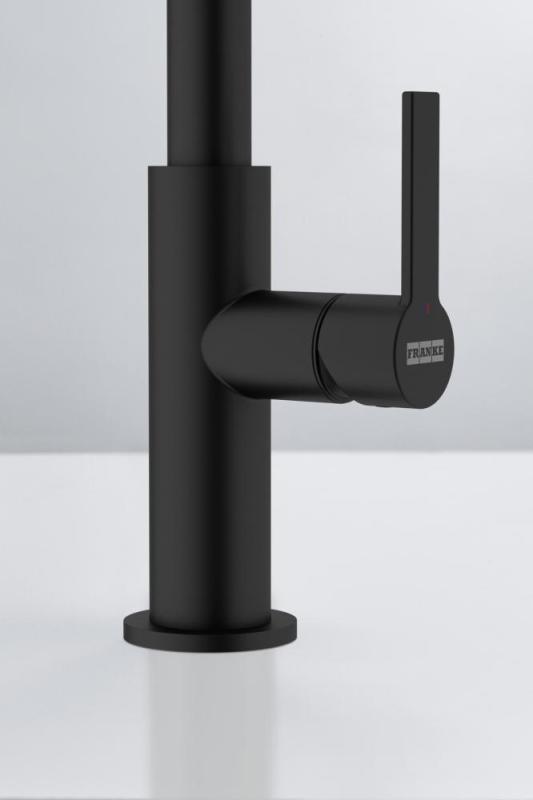 Franke Maris Slim J Kitchen Faucet Rotatable Round Spout Black 115.0728.386