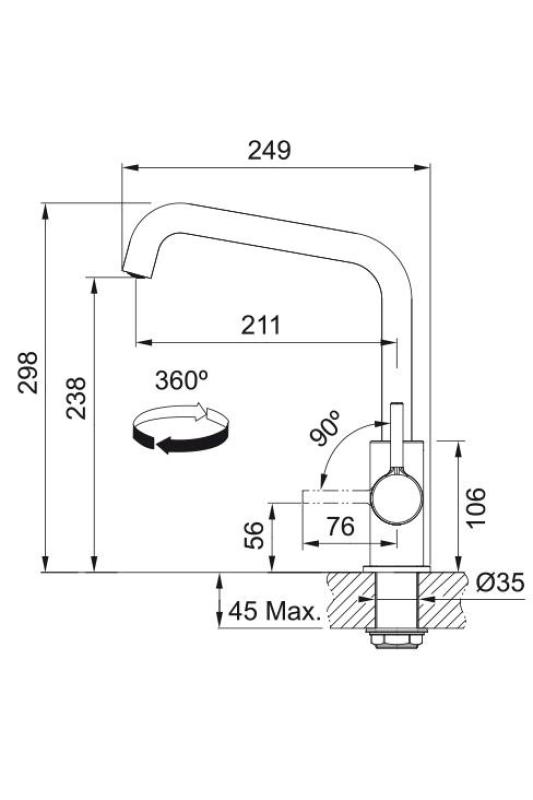 Franke Lina U Kitchen Faucet Swivel Spout Black 115.0728.474