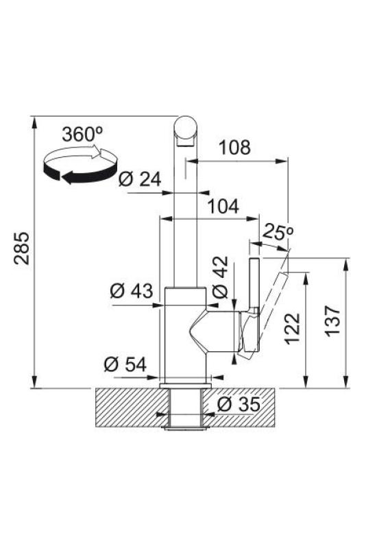 Franke Lina L Kitchen Faucet Onyx with Retractable Spout 115.0728.484