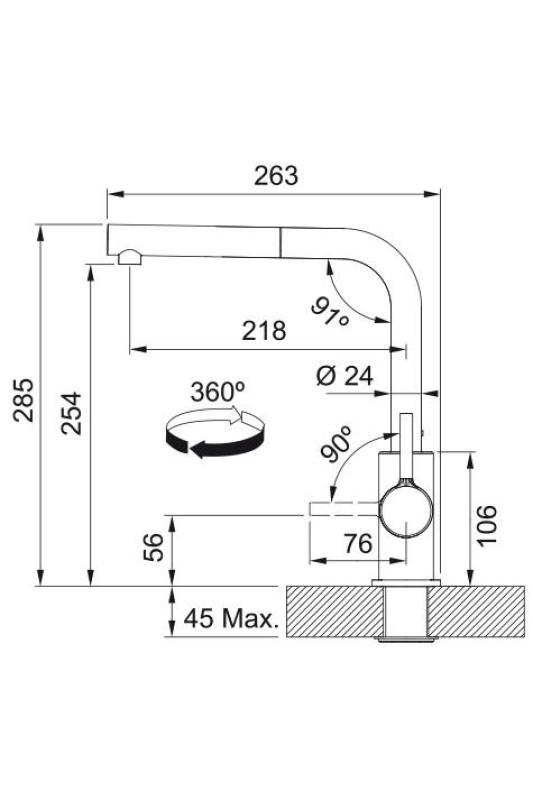 Franke Lina L Kitchen Faucet Polar White with Retractable Spout 115.0728.485