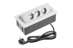 Furniture socket SOFT 3x socket with earthing, power cable with plug, white