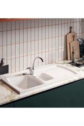 Ausmann Ceramic Crest 1.5 Ceramic White Sink with Drainer 995 x 497 mm 1208971131