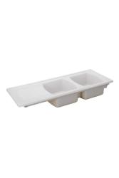 Ausmann Ceramic Crest Double Ceramic White Sink with Draining Area 1205 x 500 mm 1208971132