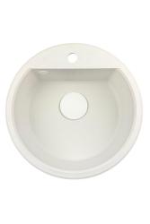 GraniteMy Bremen round granite sink 43 cm white top-mount and under-mount with faucet hole bench with white plug 1208971221