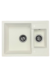 GraniteMy Smart extra shallow 1.5 granite build-up white sink 58x44cm with gun metal plug1208971225