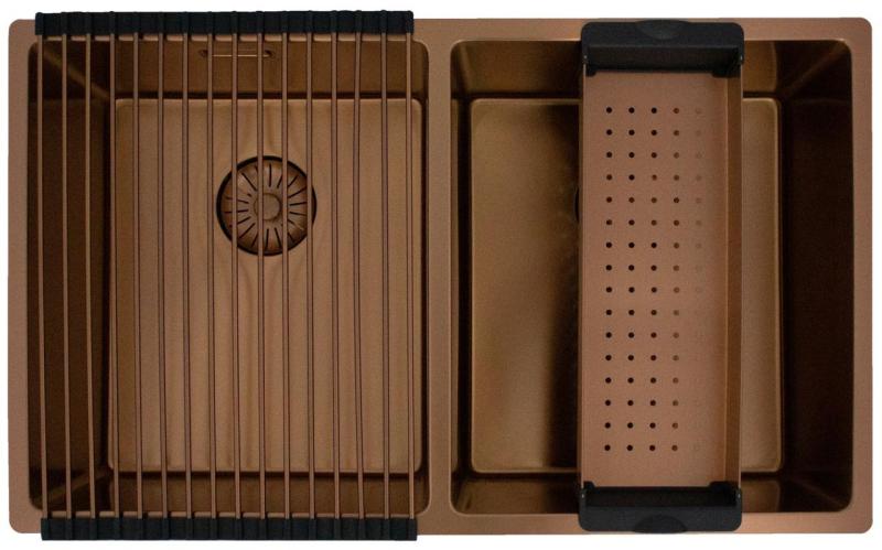 Pure.Sink Prestige Double Copper Sink 70x40cm 10mm radius undermount, flush mount, and top mount PPG343440-62