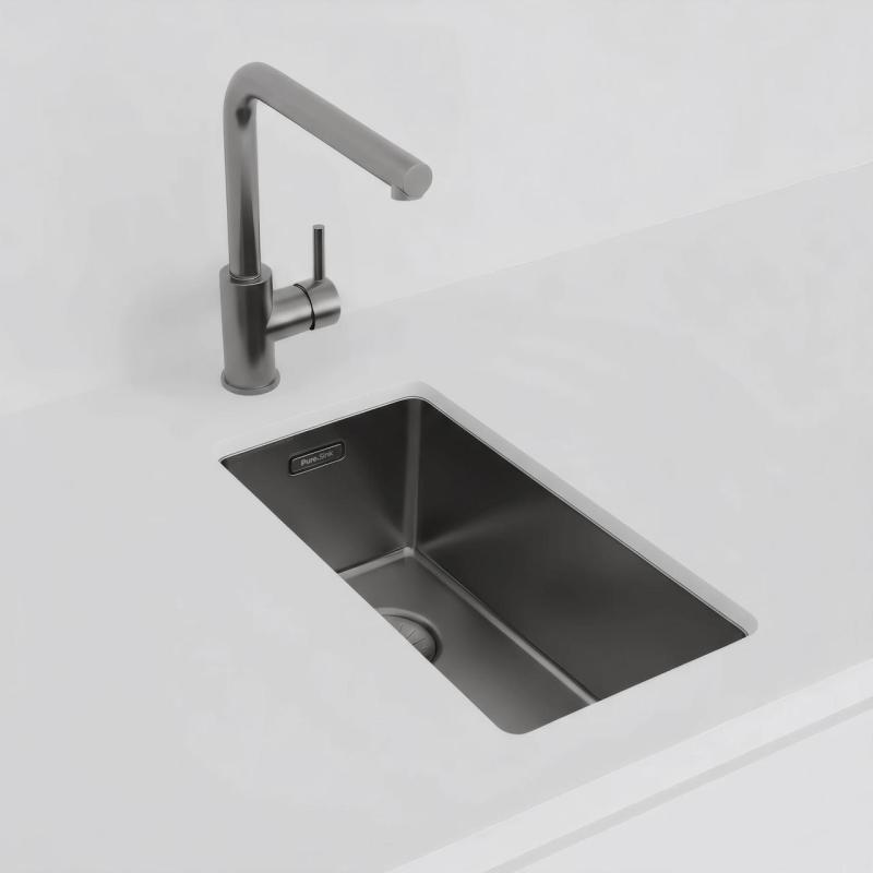 Pure.Sink Exclusivo Gun metal small sink 18x40 cm 10mm radius undermount, flush mount and top mount PEX1840-61