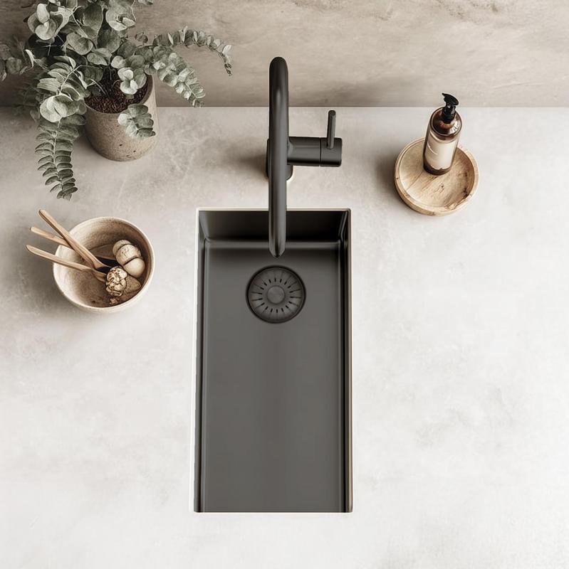 Pure.Sink Exclusivo Gun metal small sink 18x40 cm 10mm radius undermount, flush mount and top mount PEX1840-61