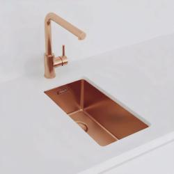 Pure.Sink Exclusivo small Copper sink 18x40 cm 10mm radius undermount, flush and built-up PEX1840-62