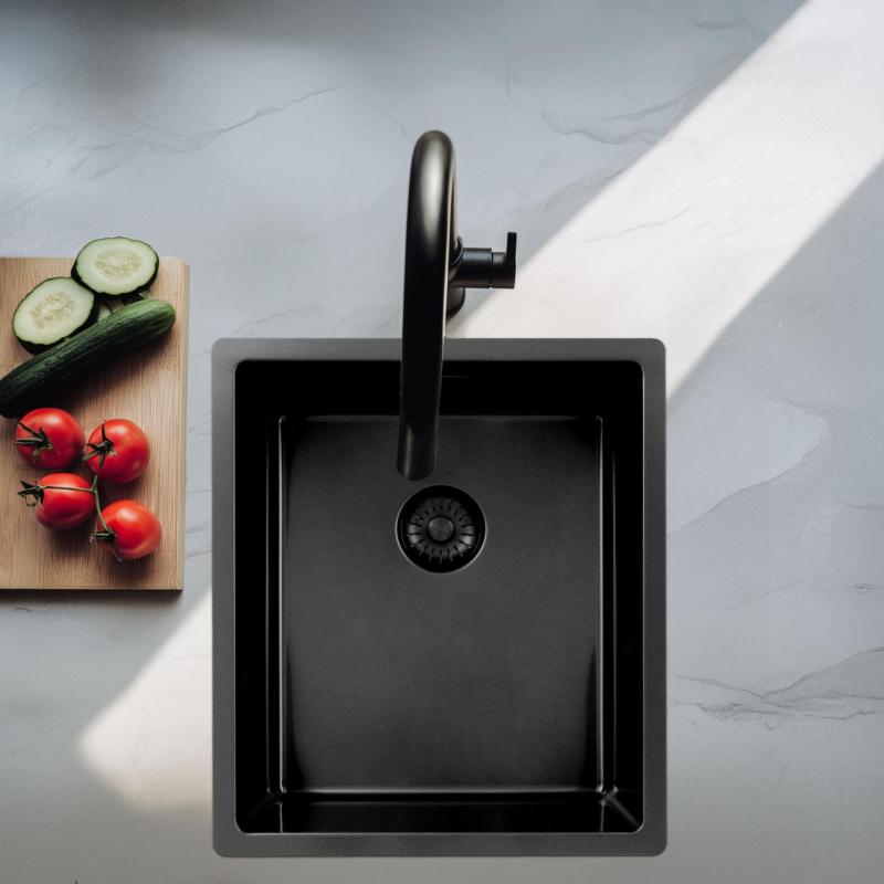 Pure.Sink Exclusivo Gun metal sink 34x40 cm 10mm radius undermount, flush mount and top mount PEX3440-61