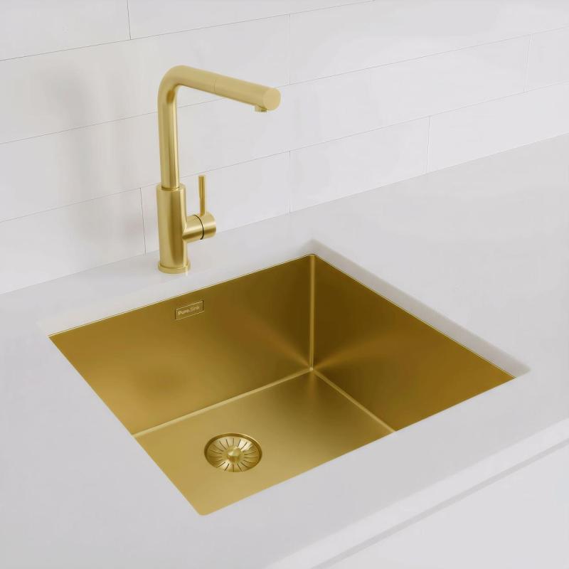 Pure.Sink Exclusivo Gold sink 45x40 cm 10mm radius undermount, flush mount and top mount PEX4540-60