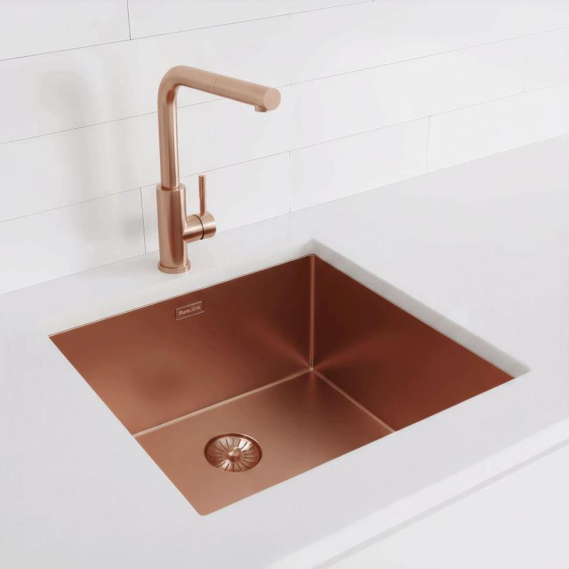 Pure.Sink Exclusivo Copper Sink 45x40 cm 10mm radius undermount, flush mount and top mount PEX4540-62