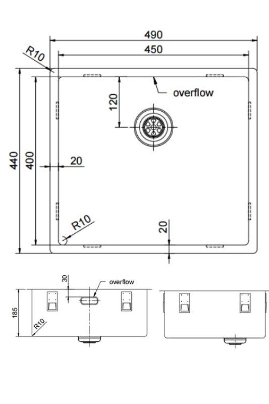 Pure.Sink Exclusivo Copper Sink 45x40 cm 10mm radius undermount, flush mount and top mount PEX4540-62