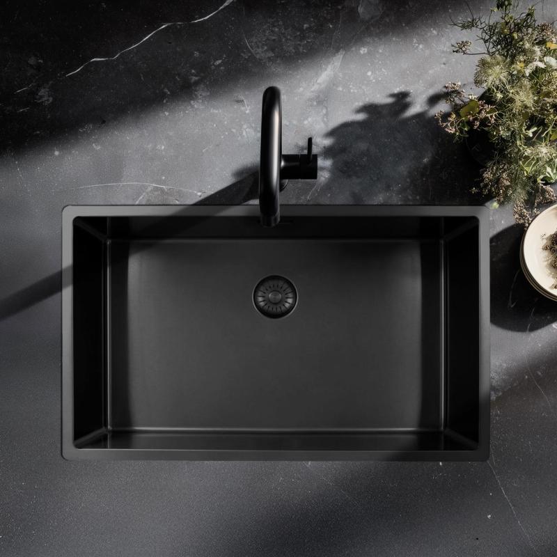 Pure.Sink Exclusivo large Gun metal sink 70x40 cm 10mm radius undermount, flush mount and top mount PEX7040-61