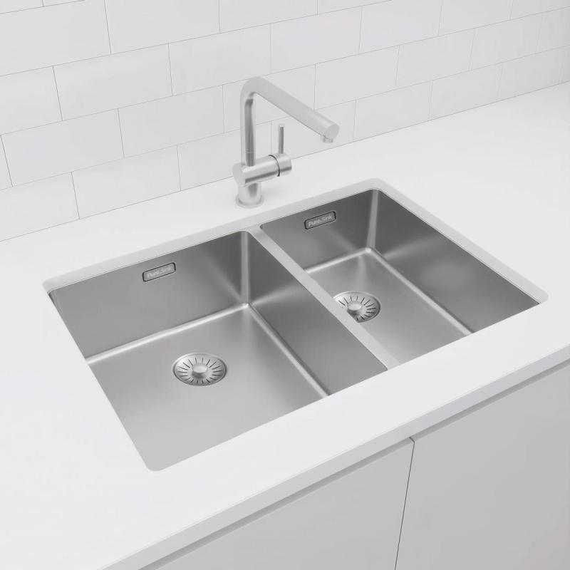 Pure.Sink Exclusivo Stainless Steel 1.5 One and a half sink 34+18 cm 10mm radius PEX341840-02