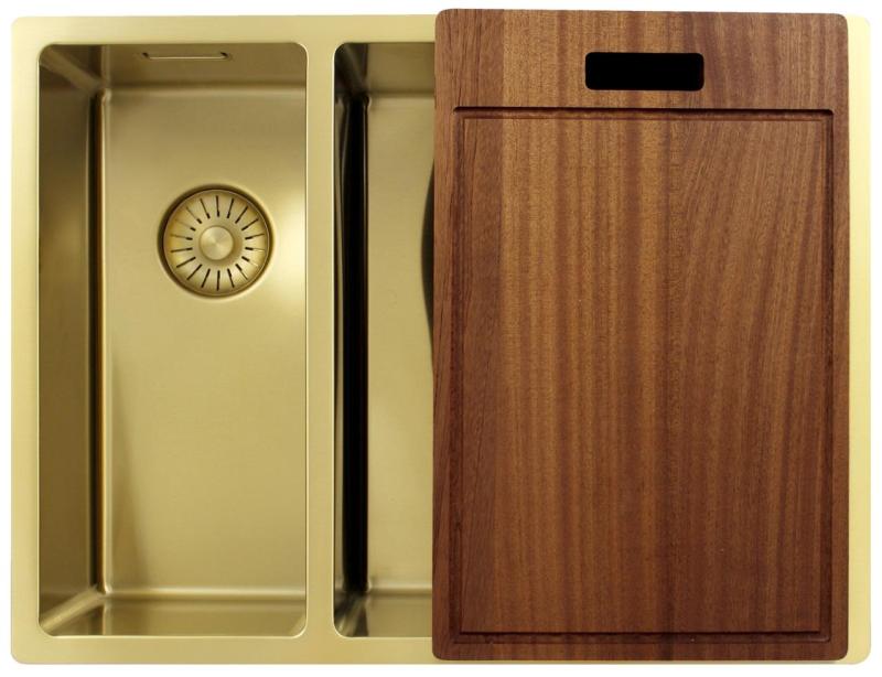 Pure.Sink Exclusivo Gold 1.5 one-and-a-half bowl sink 18+34 cm 10mm radius PEX183440-60