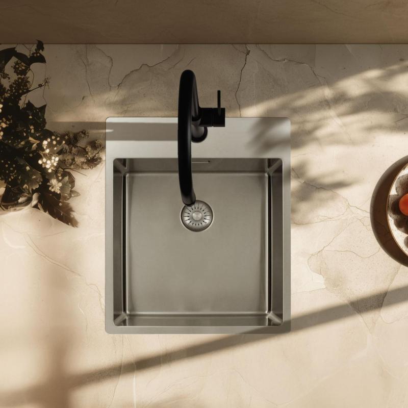 Pure.Sink Exclusivo RVS sink 44x52 cm Tapwing with faucet hole bank 10mm radius PEX4040T-02