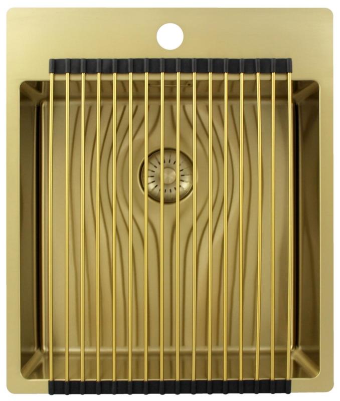 Pure.Sink Exclusivo Gold Sink 44x52 cm Tapwing with faucet hole bench 10mm radius PEX4040T-60