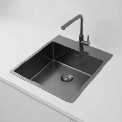 Pure.Sink Exclusivo Gun Metal sink 44x52 cm Tapwing with faucet hole bench 10mm radius PEX4040T-61