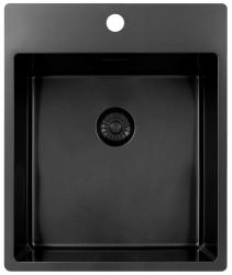 Pure.Sink Exclusivo Gun Metal sink 44x52 cm Tapwing with faucet hole bench 10mm radius PEX4040T-61