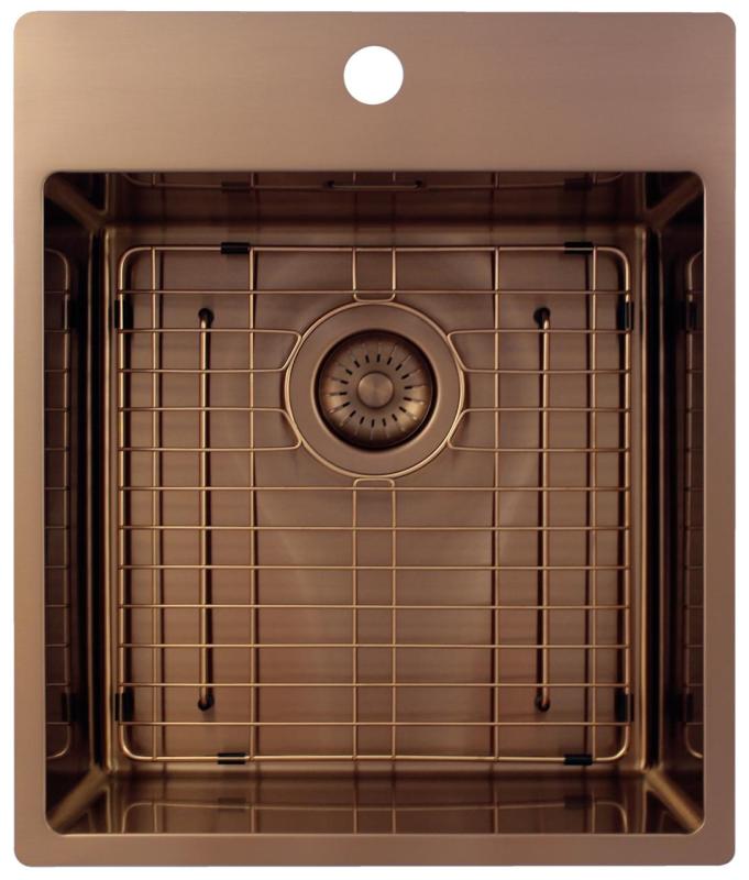 Pure.Sink Exclusivo Copper Sink 44x52 cm Tapwing with faucet hole bench 10mm radius PEX4040T-62