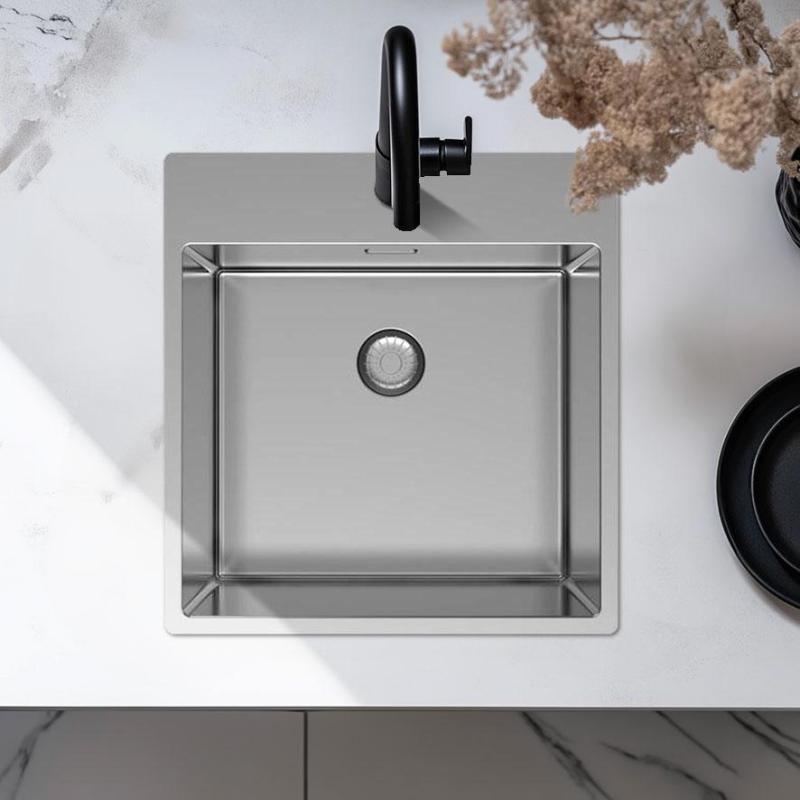 Pure.Sink Exclusivo Stainless Steel Sink 49x52 cm Tapwing with faucet hole bench 10mm radius PEX4540T-02