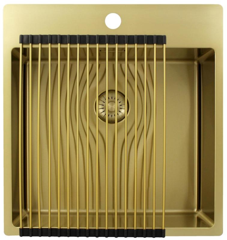 Pure.Sink Exclusivo Gold sink 49x52 cm Tapwing with faucet hole bank 10mm radius PEX4540T-60